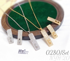 Minimalist geometric earring necklace set