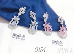 Luxury Pink Earrings for Women Set with Zircon