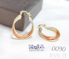 Trendy three-color twisted hoop earrings