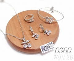 Silver plated cute zircon cherry four piece jewelry set for children
