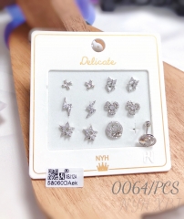 Multiple styles silver-plated screw earrings