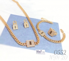 20K gold-plated Cuban chain four-piece set