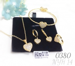 Heart shaped zircon 14k gold plated four-piece jewelry set for baby