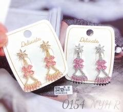 Elegant classic zircon flower drop earrings