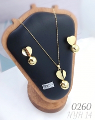 Polished beaded pendant necklace and earring set