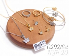 Crown gold silver plating four piece jewelry set for kids