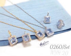 High-quality zircon pendant necklace and earring set