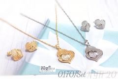 Luxury Gold-Plated Heart Earrings Necklace Pendant Set Gift
