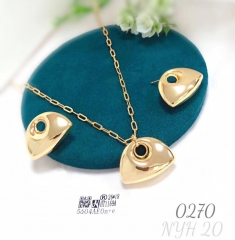 Gold-plated irregular-shaped stud earrings and necklace
