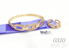 Bracelet and ring, gold-plated and set with zircon.