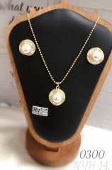 Elegant Pearl and Zirconia Pendant Necklace Earring Set