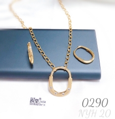 Minimalist hoop earrings and necklace jewelry set