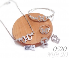 Versatile minimalist zircon silver-plated 4 pieces jewelry set