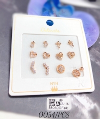 Heart shaped floral geometric cubic zirconia small stud earrings