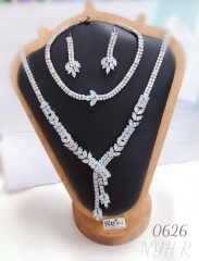 Zircon Tassel Earring Necklace Bracelet Set