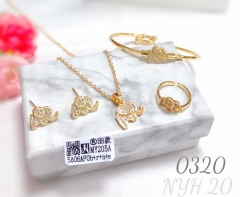 Cute elephant zircon pendant necklace bracelet ring earrings children's set