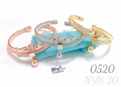 Tricolor beaded pendant double-layered open bracelet set