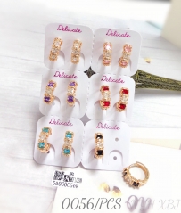 Six colors of zircon versatile earrings for women