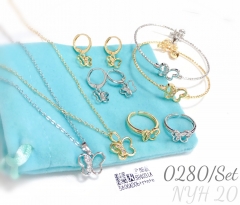 Butterfly-shaped hollow-out four-piece children's jewelry set