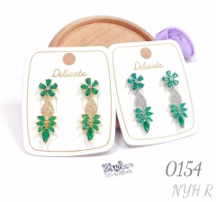 Green crystal zircon fashion stud earrings for women