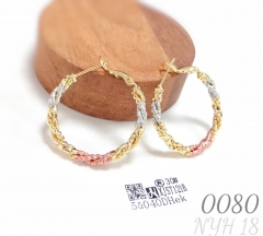 Fashion Jewelry Gift Tricolor Brass Hoop Earrings
