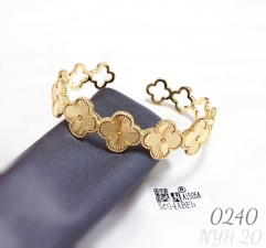 Four-leaf clover gold-plated adjustable bracelet