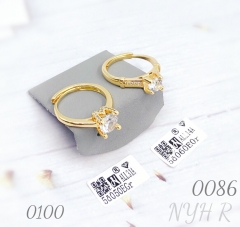 Large zircon gold-plated adjustable engagement/wedding ring