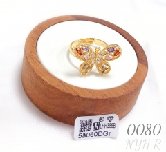 Colored zircon butterfly adjustable ring