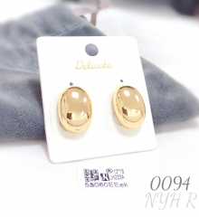 Korean style minimalist versatile glossy gold plated earrings