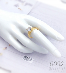 Large zircon copper gold plated engagement wedding ring for women