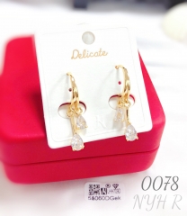 Transparent zircon pendant gold-plated earrings