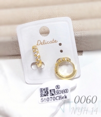 Gold-plated minimalist micro-paved zircon earrings