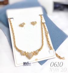 Heart shape dazzling gold/silver color jewelry set