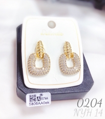 Korean-style elegant geometric zircon earrings for everyday wear