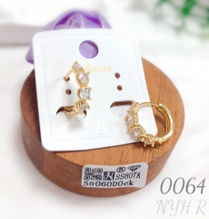 High-quality zircon earrings with genuine gold plating
