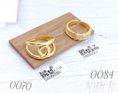 Zircon cross design open gold-plated ring