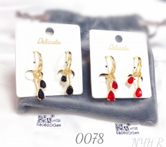 Black and red zircon drop earrings for women