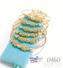 6 irregularly beaded gold-plated adjustable bracelet jewelry set