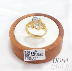 Teardrop-shaped zircon gold-plated engagement ring for women.
