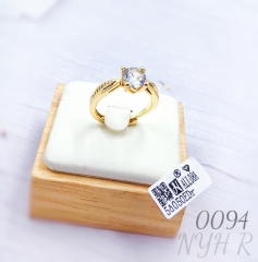 Simple zircon gold plated adjustable women's wedding ring