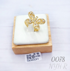 Butterfly shaped zircon gold plated women's ring