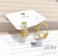 Women's cubic zirconia wedding brass hoop earrings