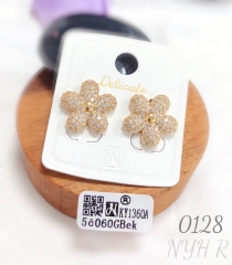 New micro-painted zircon flower earrings for women