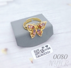 Colored Zircon Butterfly Gold Plated Women's Ring