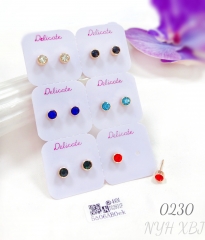 Simple versatile easy to layer colorful zircon stud earrings set