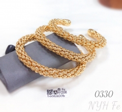 Hollow out design gold plated copper open bangles set