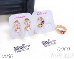 Colorful Zircon Flower Champagne Gold Earrings