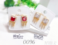 High-quality elegant square zircon fashion earrings