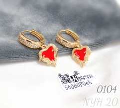 Stylish Red Heart French Retro Flame Earrings for Women
