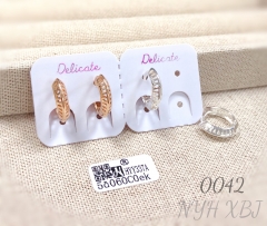 Classic openwork design champagne gold and silver hoop earrings